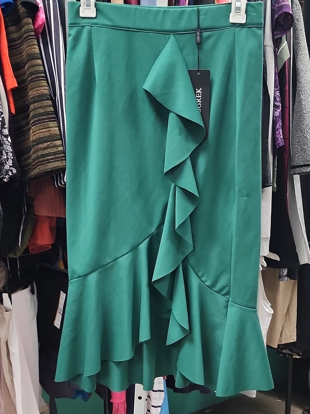 Ladies Green Ruffle Midi Skirt - Brand: Unbranded
